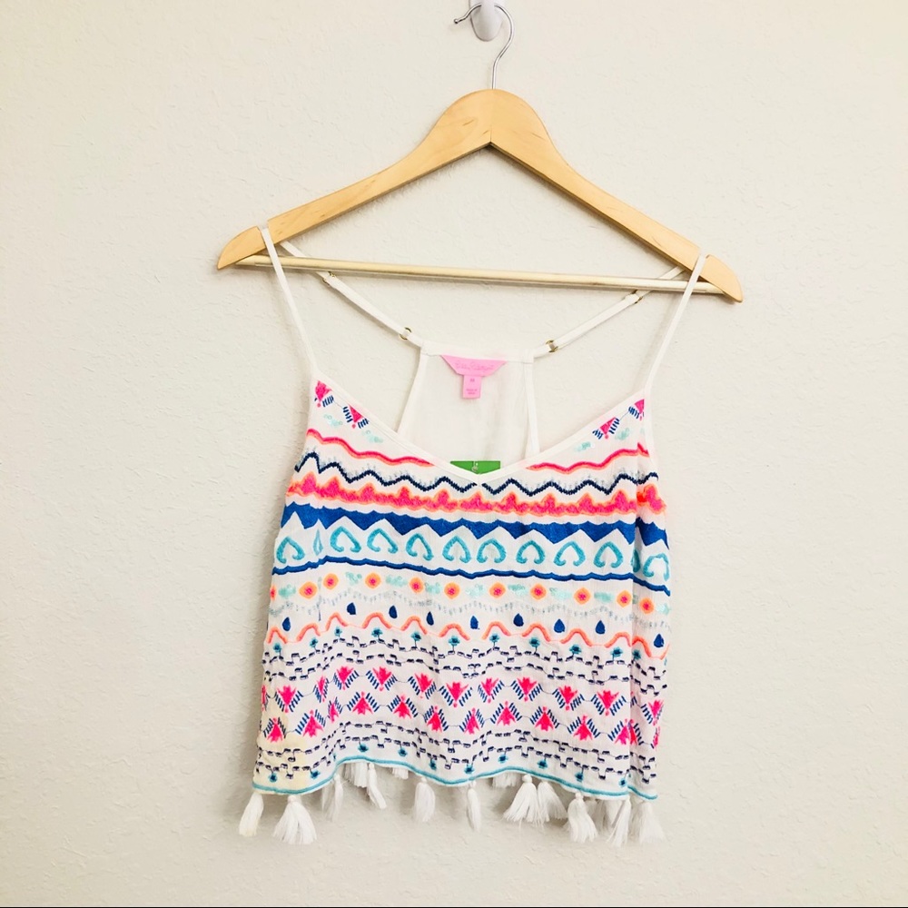 Lilly Pulitzer cropped tank embroidery size m